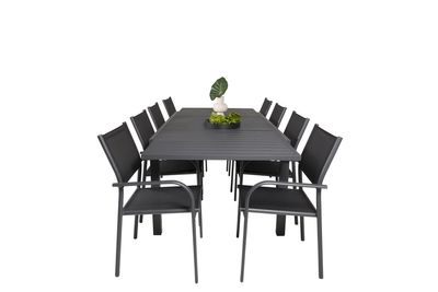 Venture Home Santorini & Marbella Matstolar 8-pack Svart + Rektangulärt Matbord 160 x 100 Svart