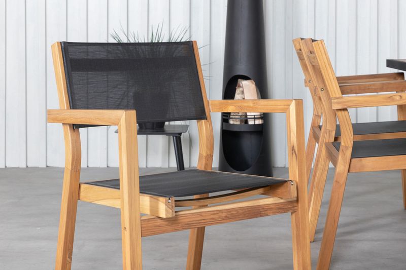 Venture Home Venice & Khung Matstolar 6-pack Natur + Rektangulärt Matbord 200 x 100 Natur