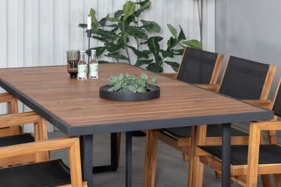 Venture Home Venice & Khung Matstolar 6-pack Natur + Rektangulärt Matbord 200 x 100 Natur