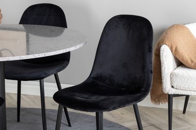 Venture Home Razzia & Polar Runt Matbord ⌀106 Grå + 4 st Matstolar Svart