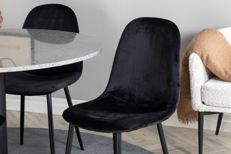 Venture Home Razzia & Polar Runt Matbord ⌀106 Grå + 4 st Matstolar Svart