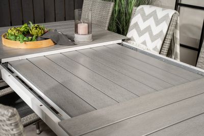 Venture Home Levels & Anna Rektangulärt Matbord 160 x 100 Vit + 8 st Matstolar Grå