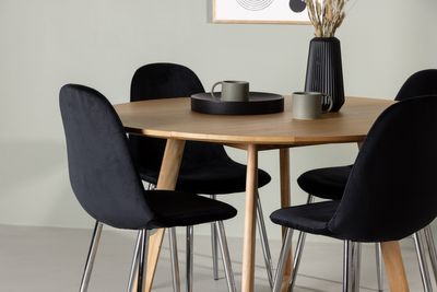 Venture Home Yakidon & Polar Runt Matbord ⌀120 Brun + 4 st Matstolar Svart