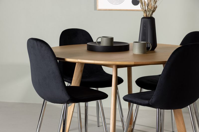 Venture Home Yakidon & Polar Runt Matbord ⌀120 Brun + 4 st Matstolar Svart