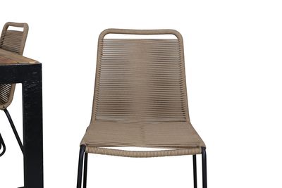 Venture Home Lindos & Bois 6 st Matstolar Brun + Rektangulärt Matbord 205 x 90 Natur