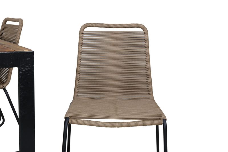 Venture Home Lindos & Bois 6 st Matstolar Brun + Rektangulärt Matbord 205 x 90 Natur