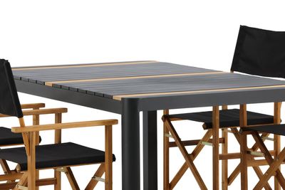Venture Home Marion & Togo 4 st Matstolar Natur + Rektangulärt Matbord 150 x 90 Svart