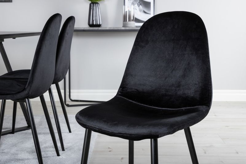 Venture Home Polar & Marina 6 st Matstolar Svart + Rektangulärt Matbord 180 x 90 Svart