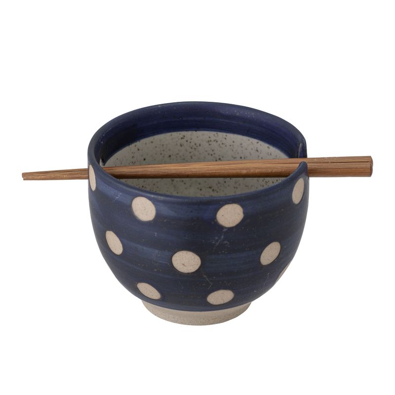Bloomingville Masami Skål med Ätpinnar 13 cm, Blå, Stengods, 12-pack