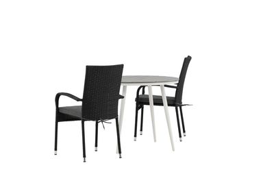 Venture Home Break & Anna Runt Matbord ⌀90 Grå + 4 st Matstolar Svart