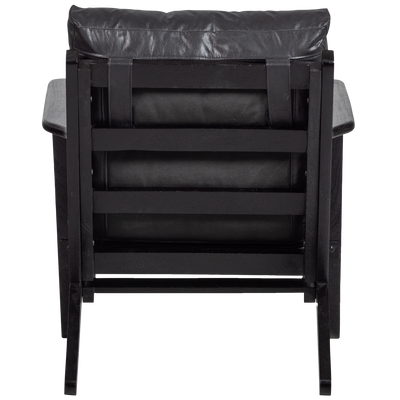 WOOOD HOUSTON Fåtölj Svart Läder/Trä