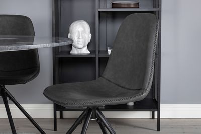 Venture Home Polar & Estelle 4 st Matstolar Svart + Runt Matbord ⌀106 Mörkgrå