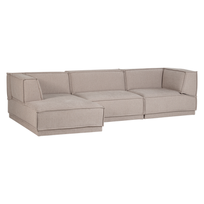 WOOOD Manu Chaise Longue Soffa Vänster i Grov Chenille Natur