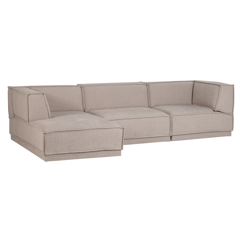 WOOOD Manu Chaise Longue Soffa Vänster i Grov Chenille Natur