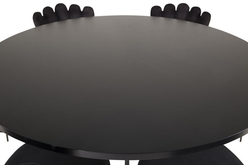 Venture Home Limhamn & Copenhagen 6 st Matstolar Svart + Runt Matbord ⌀140 Svart