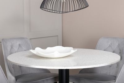 Venture Home Razzia & Velvet Deluxe Runt Matbord ⌀106 Vit + 4 st Matstolar Ljusgrå