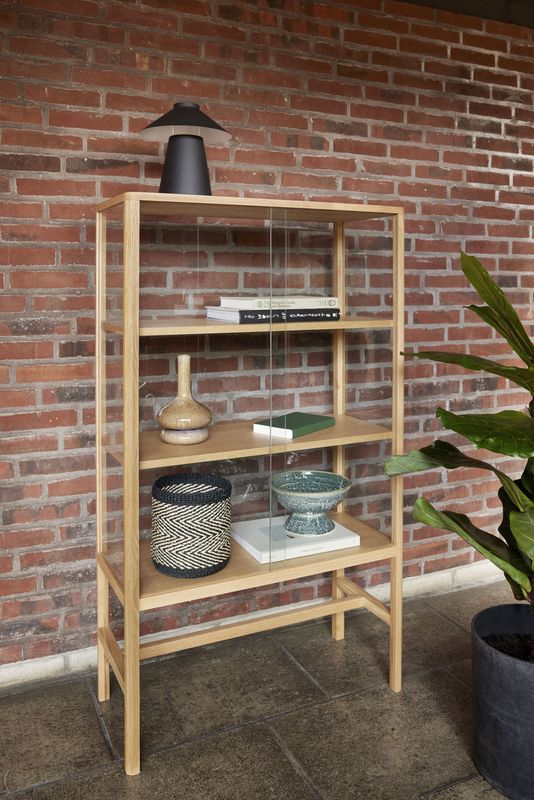 Hübsch Museum vitrinskåp natur klar 80x35xH140 cm