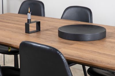 Venture Home Polar & Inca 8 st Matstolar Svart + Rektangulärt Matbord 160 x 85 Valnöt