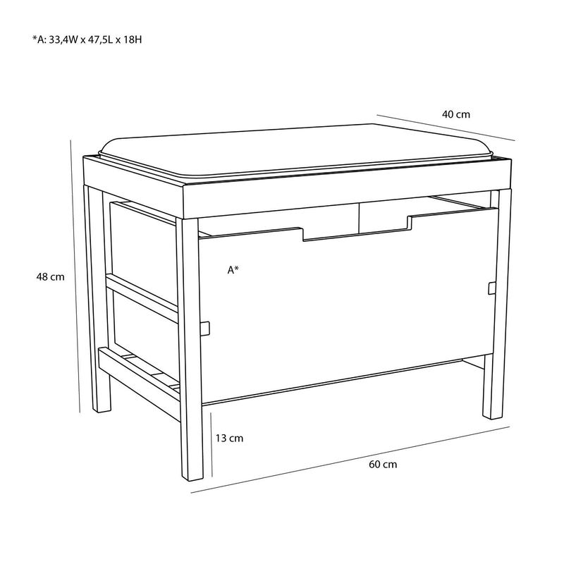 Hübsch Bifi Bänk Sand/Natur 60x40xh48cm