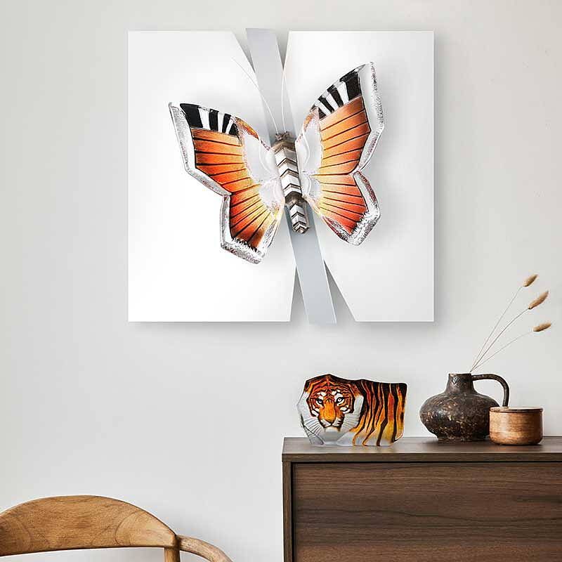 Målerås Tiger, orange (liten) - Handgjord Kristallskulptur