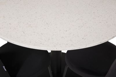 Venture Home Limhamn & Razzia 4 st Matstolar Svart + Runt Matbord ⌀106 Vit