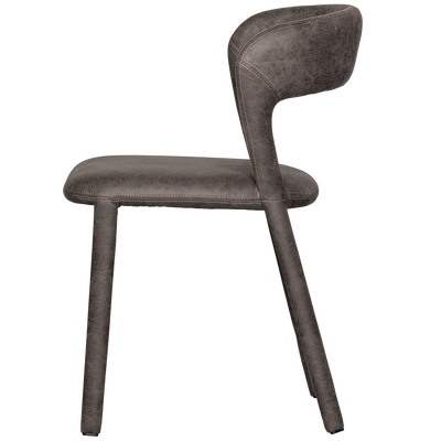 WOOOD Noble Matstol i Läderlook Svart/Grå 2 st