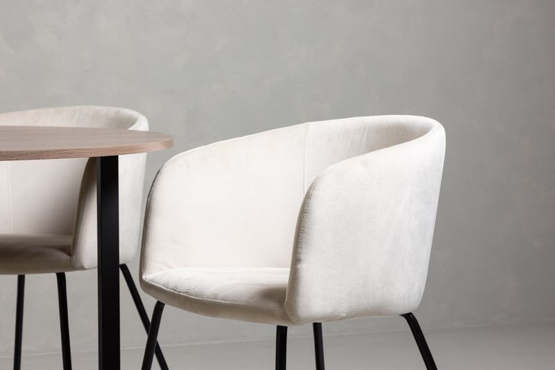 Venture Home Berit & Durango 4 st Matstolar Beige + Runt Matbord ⌀120 Valnöt