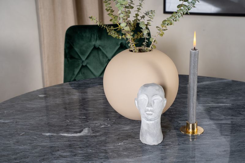 Venture Home Estelle & Velvet Deluxe Runt Matbord ⌀106 Mörkgrå + 4 st Matstolar Grön