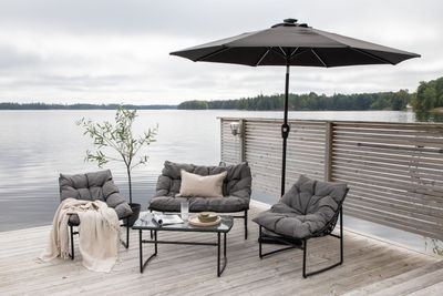 Venture Home Sabal Parasoll - Svart med LED-belysning