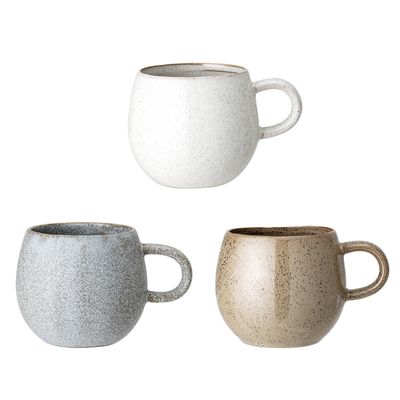 Bloomingville Addison Mugg, Grå, Stengods - 12-pack