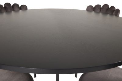 Venture Home Limhamn & Copenhagen 4 st Matstolar Grå + Runt Matbord ⌀140 Svart