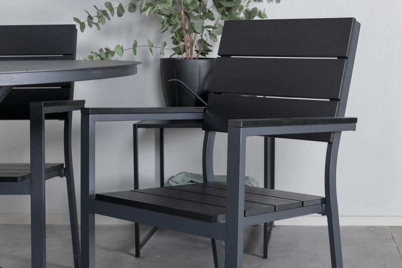 Venture Home Alma & Levels Runt Matbord ⌀120 Svart + 4 st Matstolar Svart