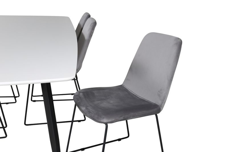 Venture Home Muce & Polar 6 st Matstolar Grå + Rektangulärt Matbord 240 x 100 Vit