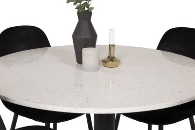 Venture Home Razzia & Polar Runt Matbord ⌀106 Vit + 4 st Matstolar Svart