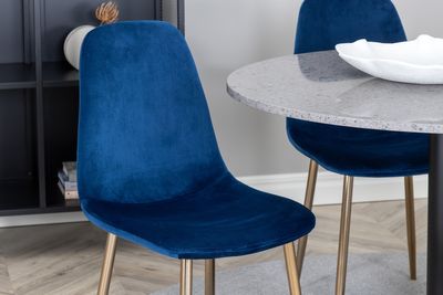 Venture Home Razzia & Polar Runt Matbord ⌀106 Grå + 4 st Matstolar Blå