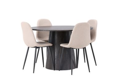 Venture Home Lanzo & Polar Runt Matbord ⌀120 Mocka + 4 st Matstolar Beige