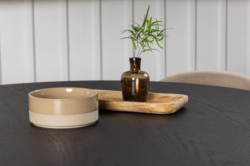 Venture Home Velvet & Bootcut 4 st Matstolar Beige + Runt Matbord ⌀110 Svart