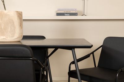 Venture Home Petra & Tvist Rektangulärt Matbord 190 x 90 Svart + 6 st Matstolar Svart