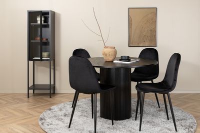 Venture Home Bianca & Polar Runt Matbord ⌀110 Svart + 4 st Matstolar Svart