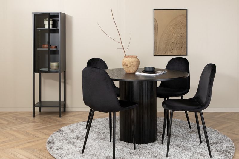 Venture Home Bianca & Polar Runt Matbord ⌀110 Svart + 4 st Matstolar Svart