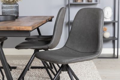 Venture Home Jakarta & Polar Rektangulärt Matbord 200 x 90 Svart + 6 st Matstolar Svart