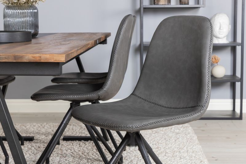 Venture Home Jakarta & Polar Rektangulärt Matbord 200 x 90 Svart + 6 st Matstolar Svart