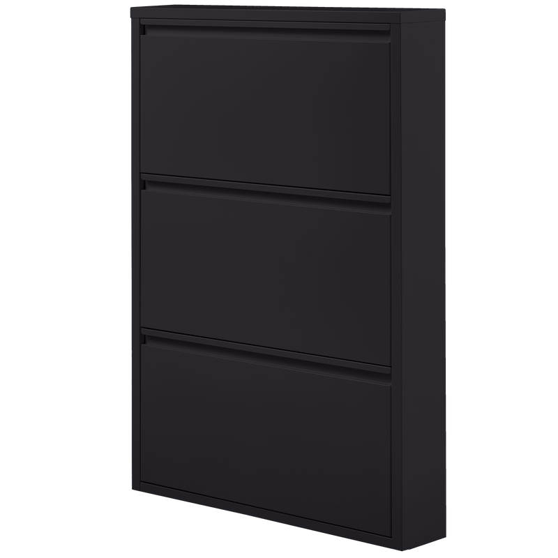 WOOOD SABINE 3-facks Skoskåp i Svart Metall