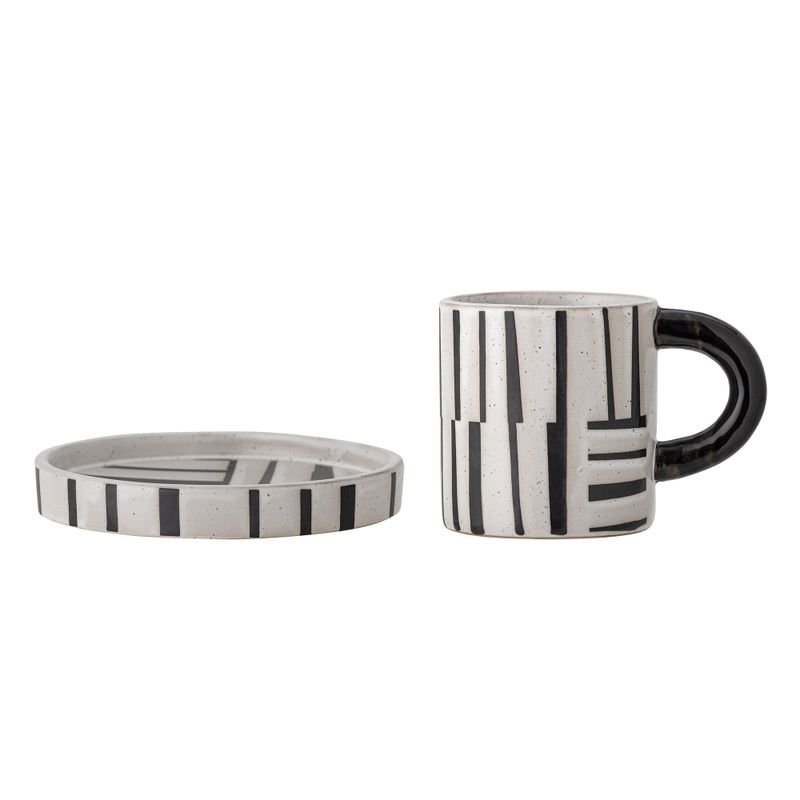 Bloomingville Frankie Kopp w/Saucer, Svart, Stengods - 6-pack