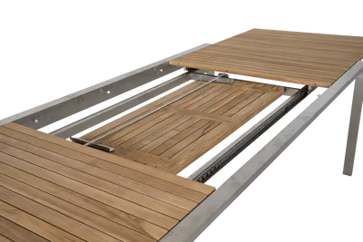 Brafab Naos Matbord 100x220-320 cm Rostfritt Stål/Teak