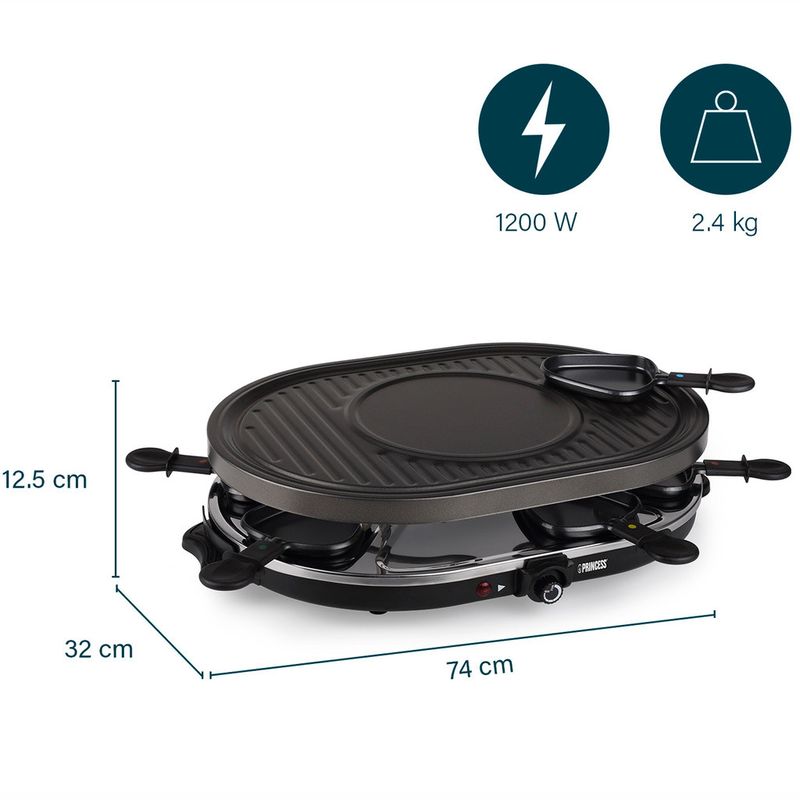Princess Raclette 8 Oval Grill Party  162700   43X30cm grillplatta