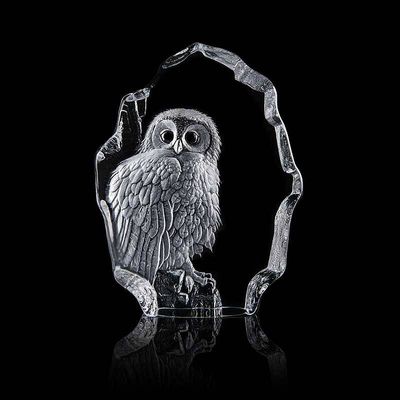 Målerås Kattuggla Kristallskulptur