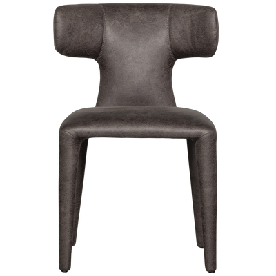 WOOOD PERMIT Matstol i Läderlook Svart/Grå 2 st