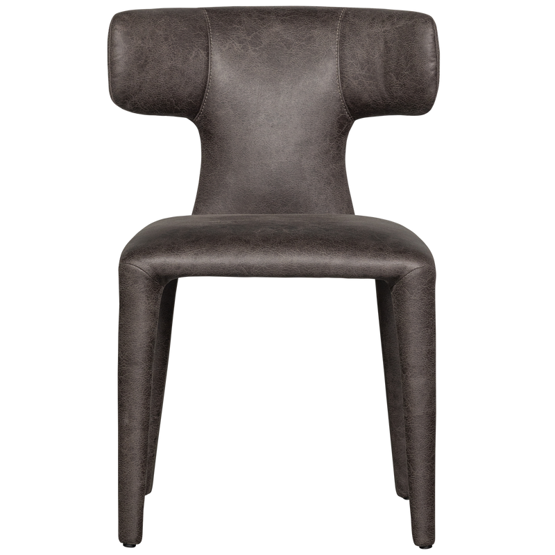 WOOOD PERMIT Matstol i Läderlook Svart/Grå 2 st