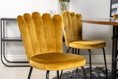 Venture Home Limhamn & Copenhagen 6 st Matstolar Gul + Runt Matbord ⌀140 Brun